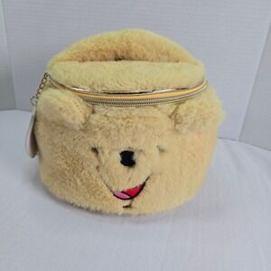 Disney Winnie The Pooh Hunny Pot Plush Fuzzy Round Makeup Case Bag Hot Topic NWT